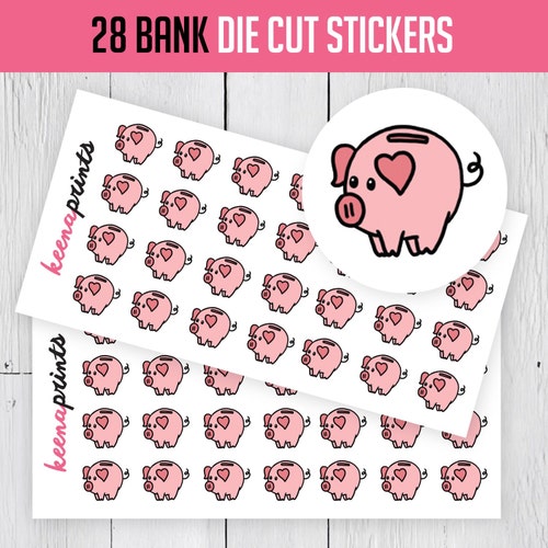 A231 | PIGGY Bank Stickers - Daily Planner Stickers, Diary Stickers, Journal Stickers, Scrapbook stickers