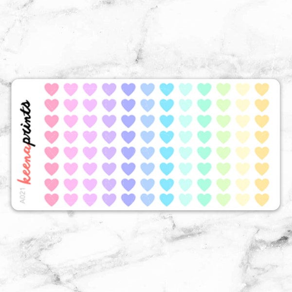 A021 | 96 PASTEL HEARTS stickers, Blank stickers, To do stickers, Cute stickers, Planner stickers, Eclp stickers, Checklist stickers