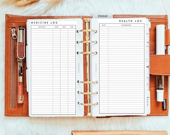 PP032 | Medicine Log and Health Log for Personal Rings Printable Planner