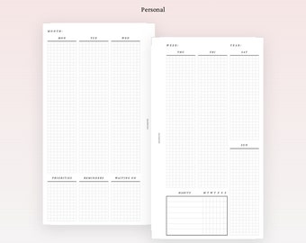Vertical Week on 2 Pages for Personal Rings Printable Planner
