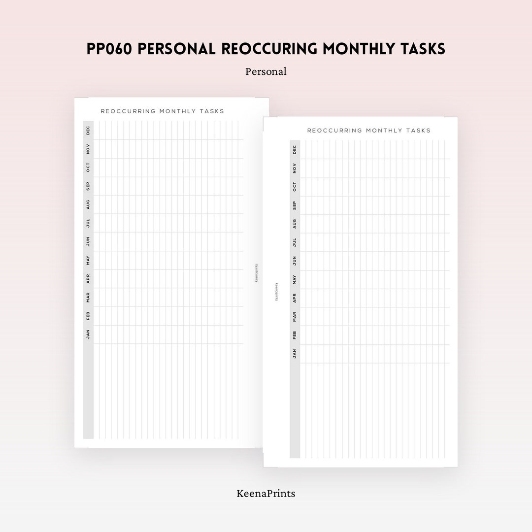 PP060 | Reoccurring Monthly Tracker for Personal Rings Printable ...