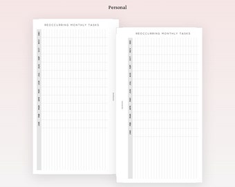 PP060 | Reoccurring Monthly Tracker for Personal Rings Printable Planner