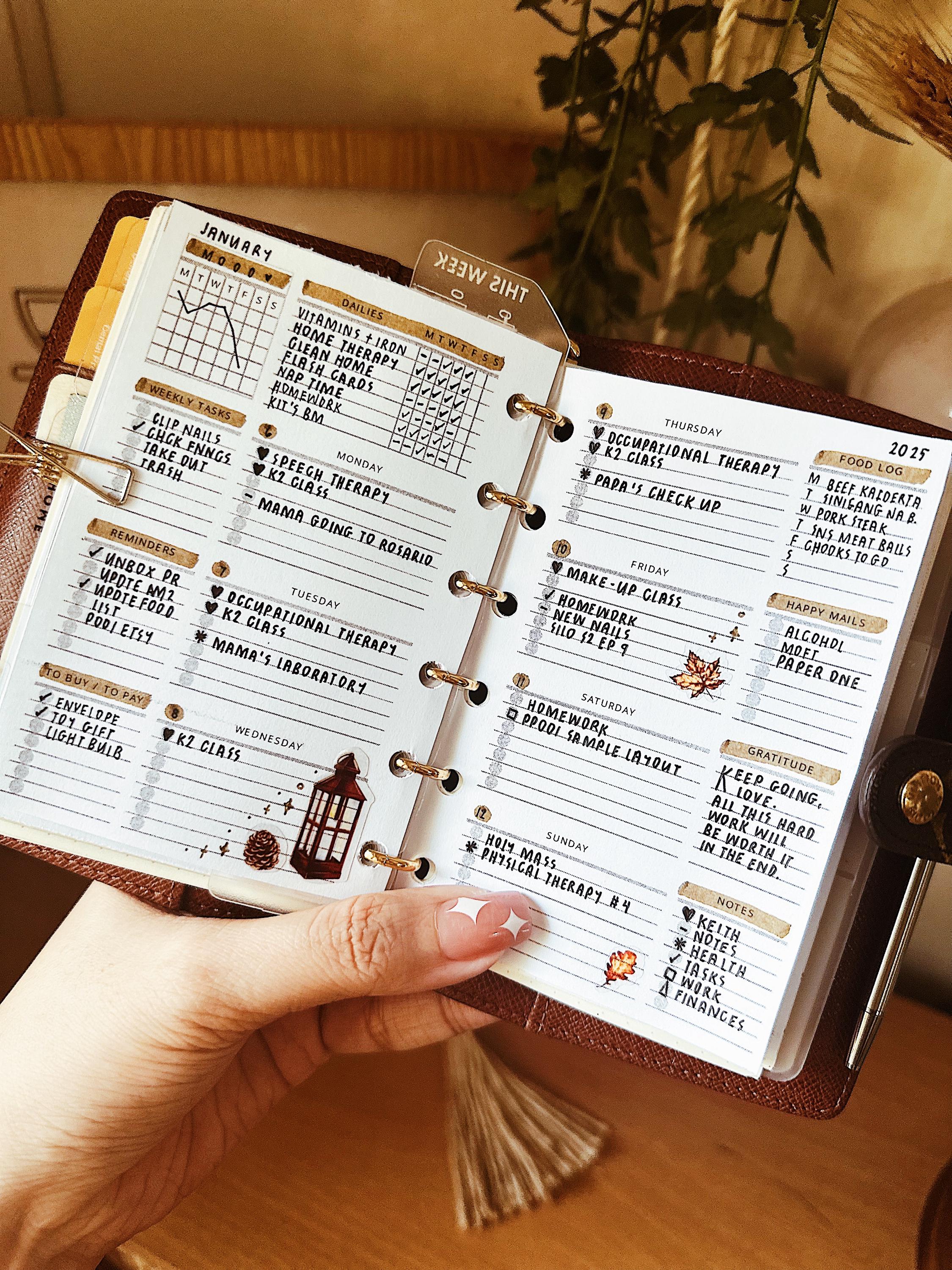 PP001 | Week on 2 pages Planner Printable - pocket rings