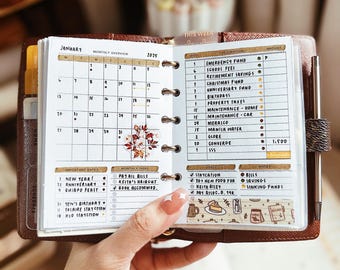 PP002 | Monthly Goals & Finances for Pocket Rings Printable Planner