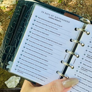 PP221 | 30 Days of Motherhood Journal Prompts for Pocket Rings Planner | Digital Download Motherhood Reflection & Self-Care Pages