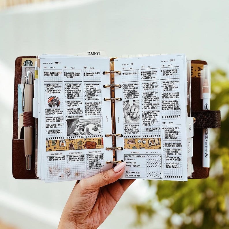 PP156 | Week on 2 Pages for Personal Rings Printable Planner - Etsy