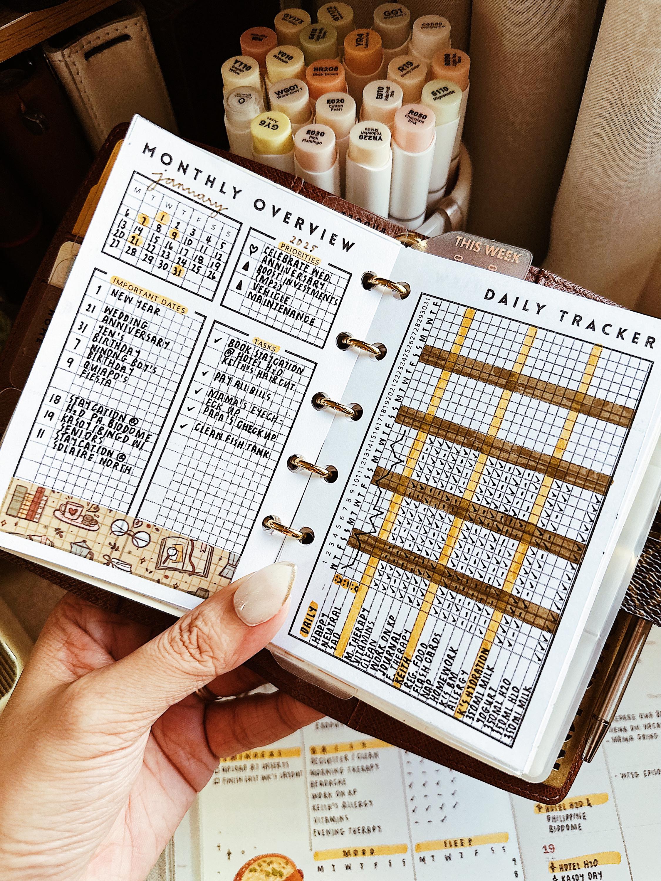 Pocket - PP007 | Monthly Overview with Daily Tracker Planner Printable - Pocket Rings