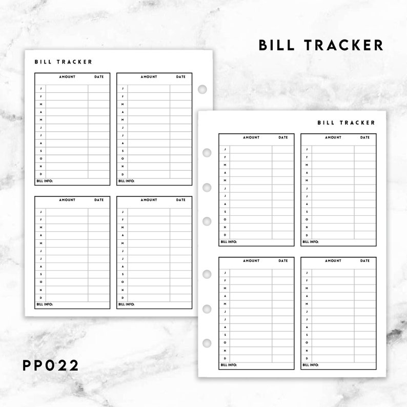 A5 PP022 Bill Tracker for A5 Rings Printable Planner - Etsy