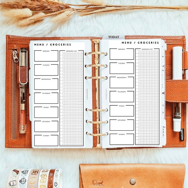 PP008 | Menu and Groceries List for Personal Rings Printable Planner