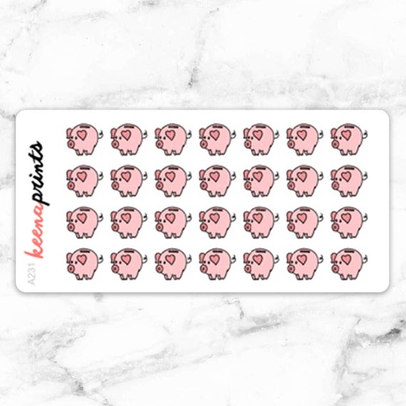 A231 | PIGGY Bank Stickers - Daily Planner Stickers, Diary Stickers,  Journal Stickers, Scrapbook stickers