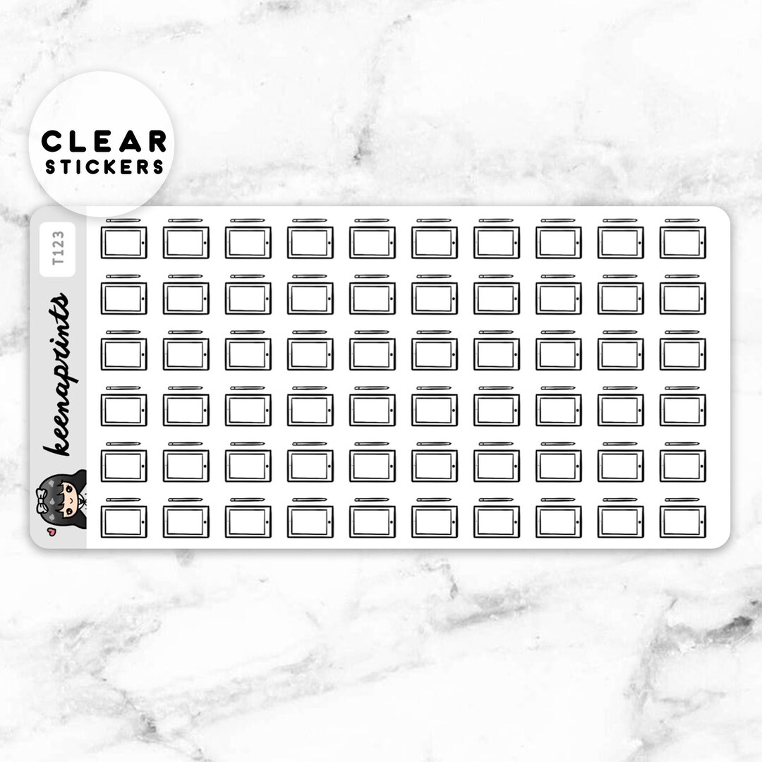 T123 iPad Stickers Clear Stickers, Transparent Stickers, Planner