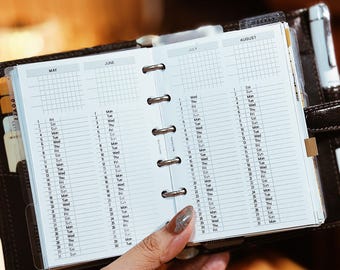 PP196 / 2026 Calendario perpetuo para anillos de bolsillo, planificador imprimible