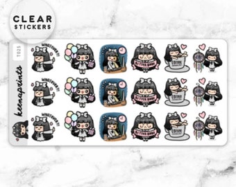 T025 | Lola sampler stickers - clear stickers, transparent stickers, planner stickers, agenda stickers, calendar stickers, emotions stickers