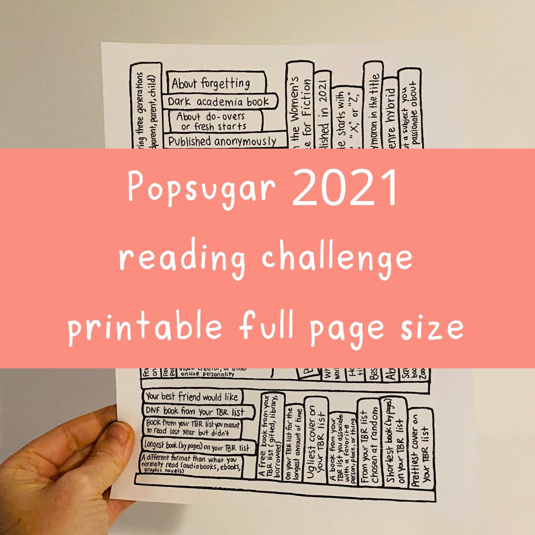 Printable Popsugar Reading Challenge Book Tracker 2021, Full Page. - Etsy