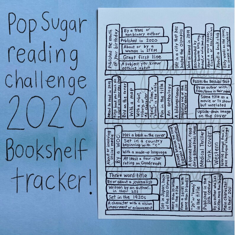 Printable Popsugar Reading Challenge Book Tracker 2020 Tracker - Etsy
