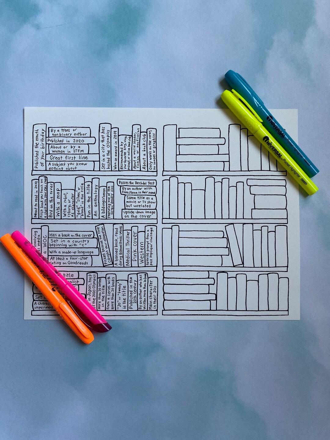 Printable Popsugar Reading Challenge Book Tracker 2020, Full Page. Etsy