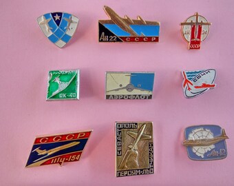 1950s aviation brass buttons Soviet set of 35 Aeroflot button Wings and propeller Military button Steampunk Mens Gift Pilots metal buttons
