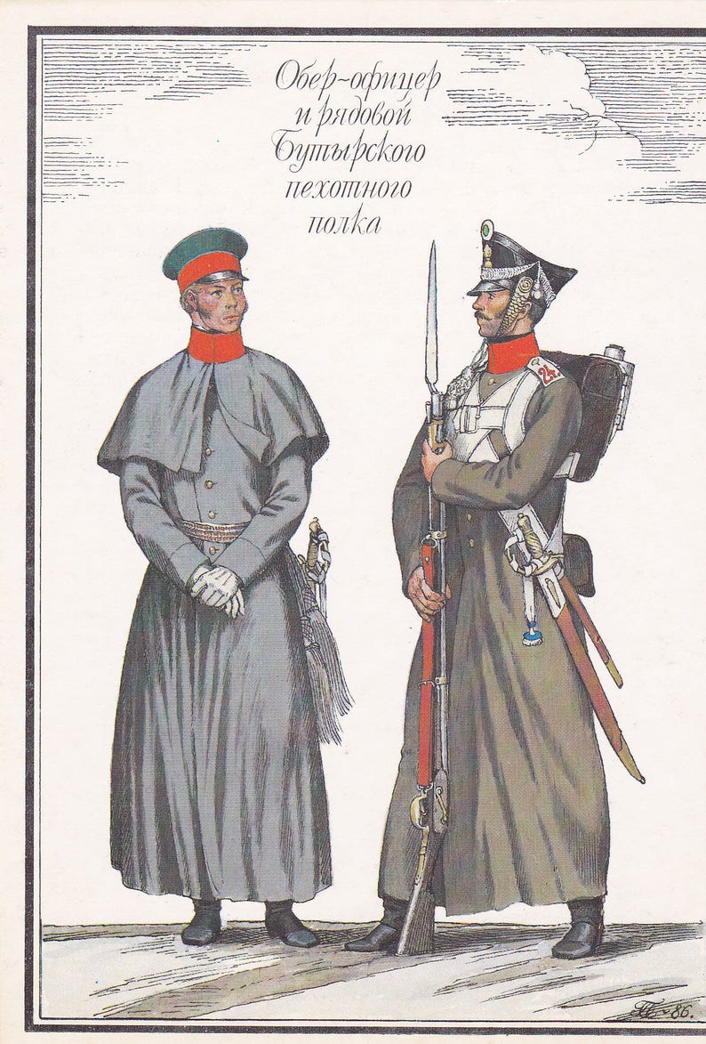 Зимняя форма солдат русской армии 1812 года
