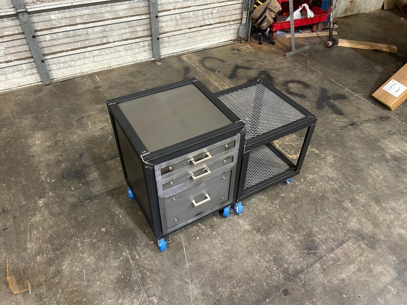 Custom Modern Mobile File Cabinet with Printer Stand in Steel image 9