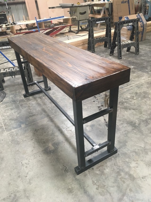Free standing bar height rustic Farmhouse industrial bar top (Free