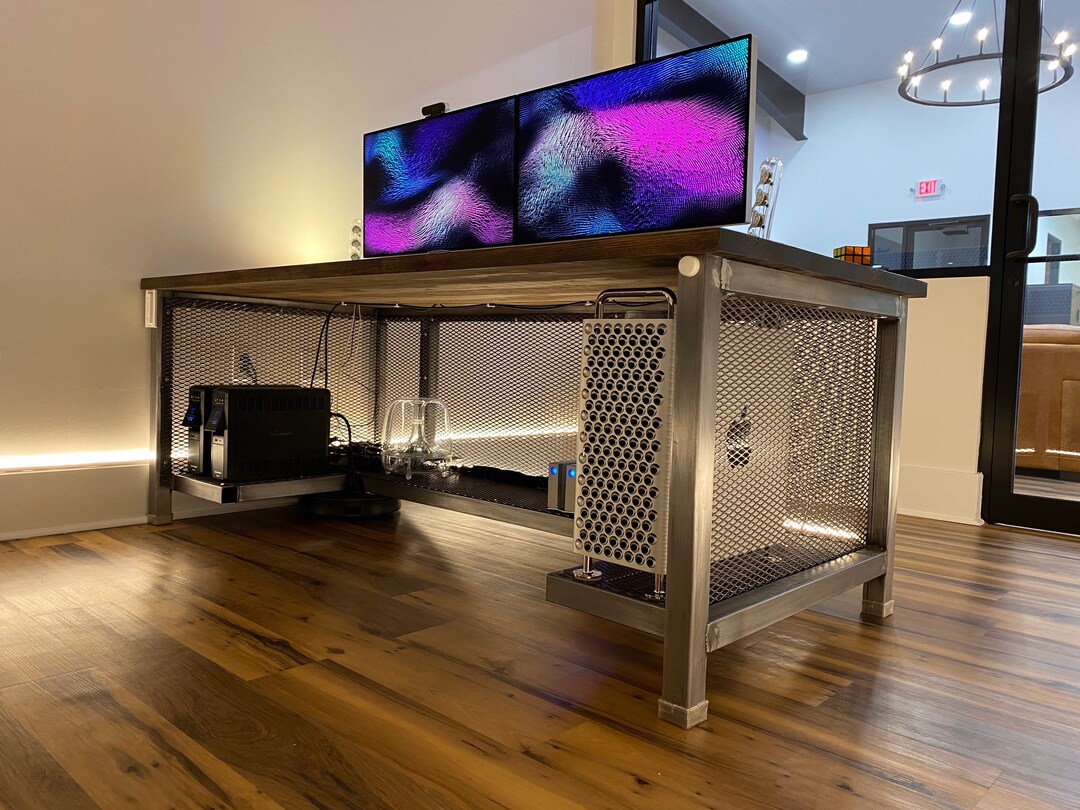Custom Modern Office Desk in Solid Wood and Steel - Etsy