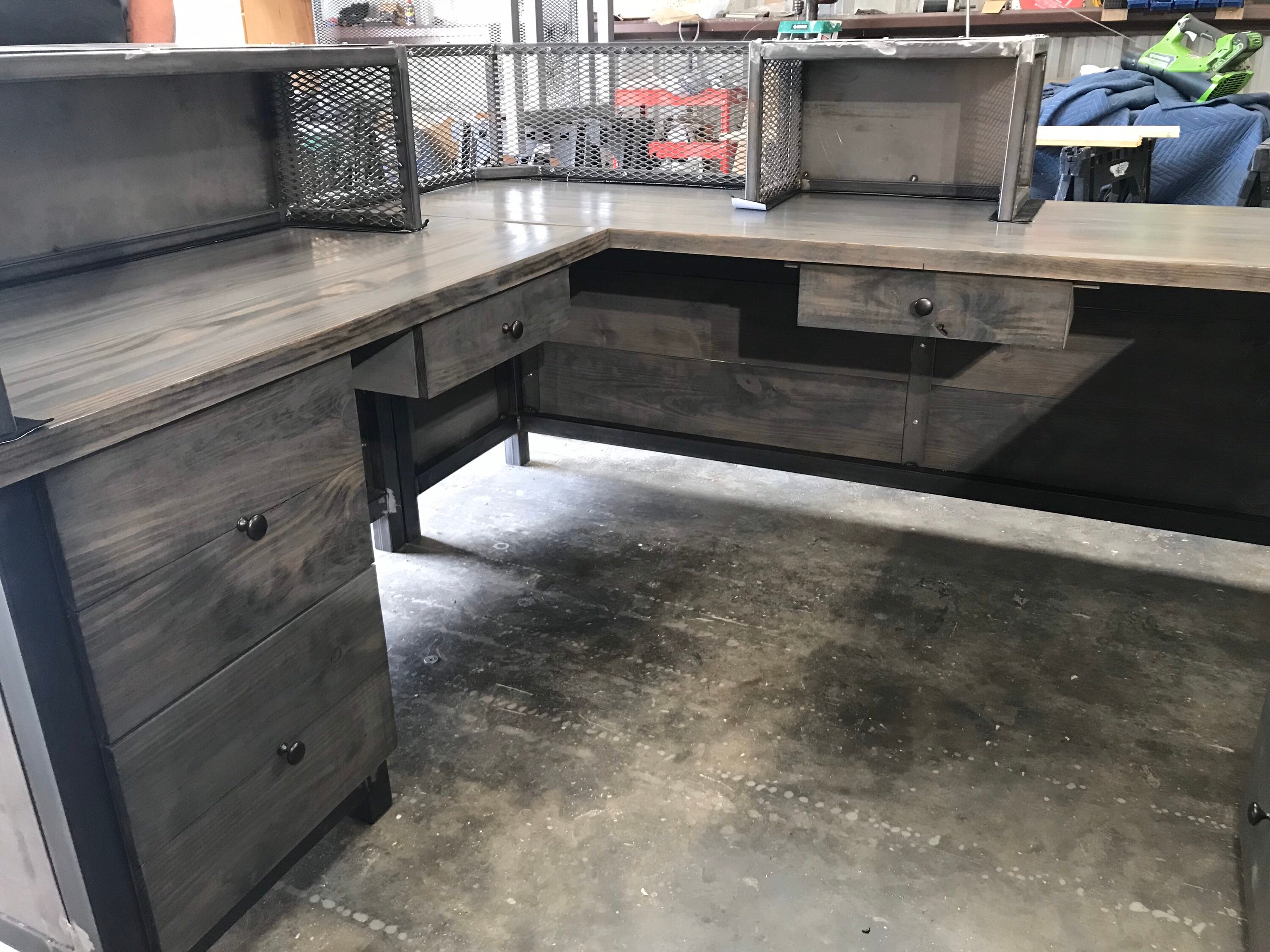 U shape rustic industrial Reception Desk (Free Shipping)