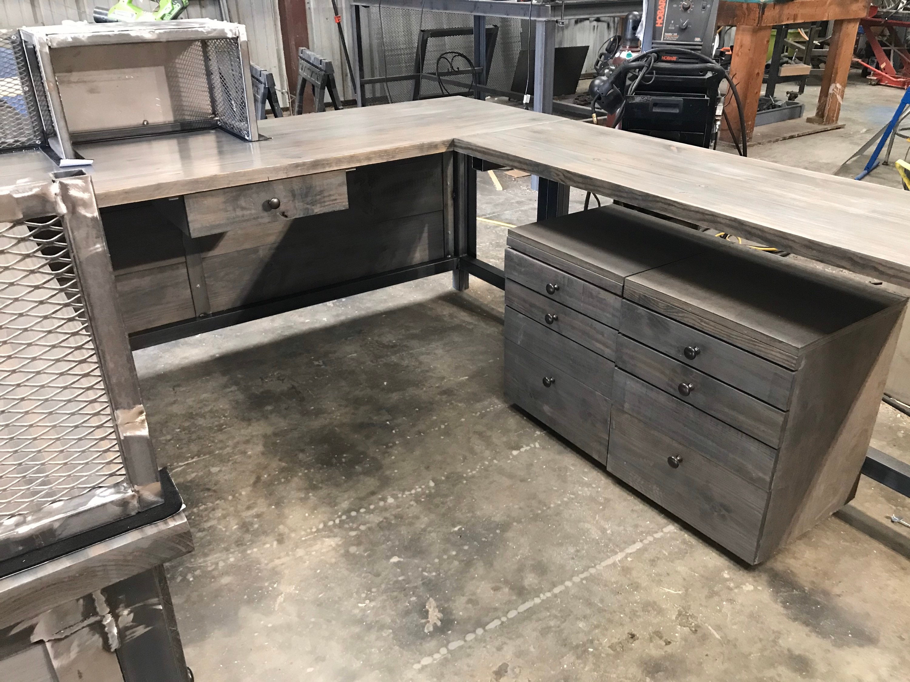 U Shape Rustic Industrial Reception Desk free Shipping Etsy