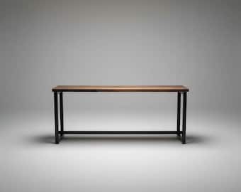 Custom Modern Free Standing Bar in Black Walnut and Steel