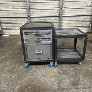 Custom Modern Mobile File Cabinet with Printer Stand in Steel image 8