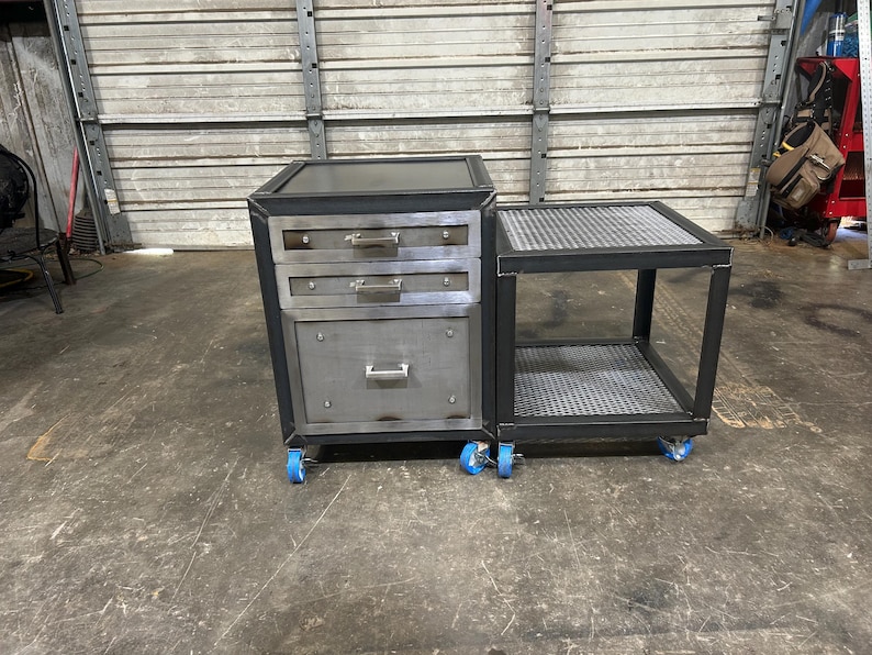 Custom Modern Mobile File Cabinet with Printer Stand in Steel image 8