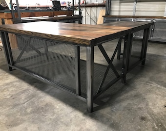 Industrial steel rustic desk and Return (contact for shipping)
