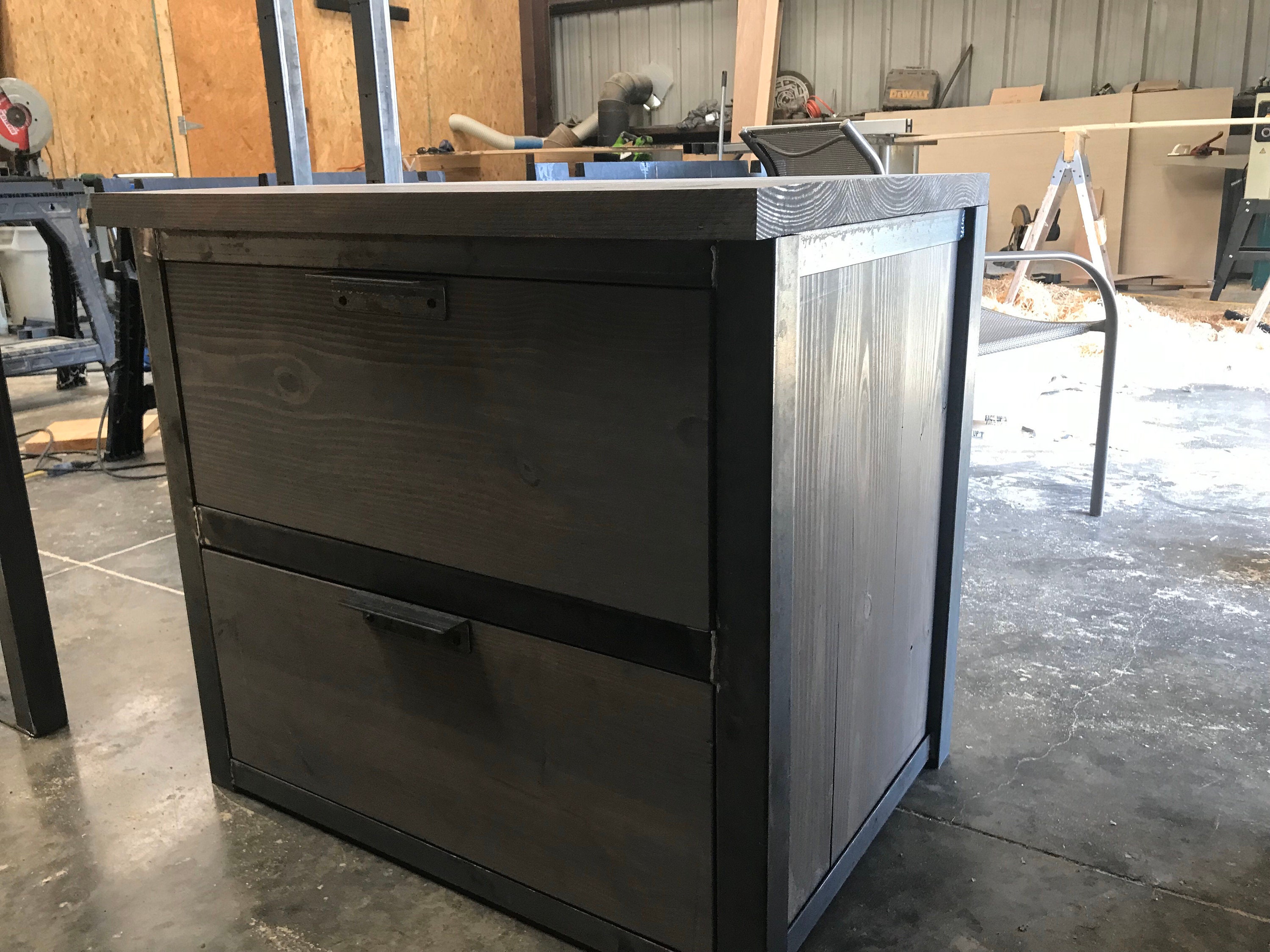 Rustic Industrial lateral file cabinet  free shipping 