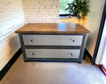 Custom Modern Lateral Filing Cabinet in Wood and Steel