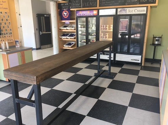 Free Standing Bar Height Rustic Farmhouse Industrial Bar Top Etsy