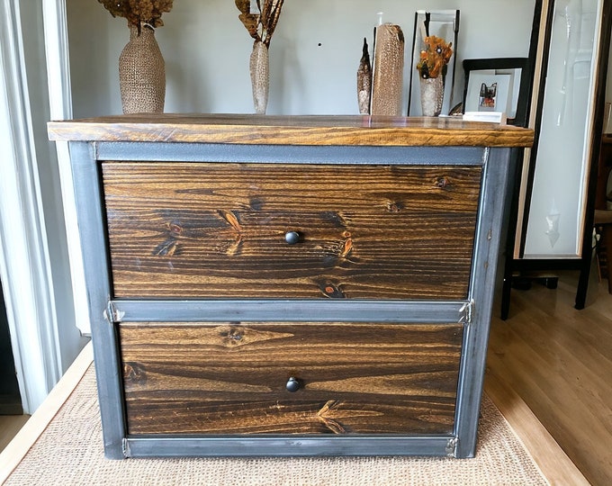 Rustic Industrial lateral file cabinet (free shipping)