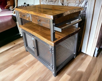 Custom Modern Kitchen Island in Solid Wood and Steel