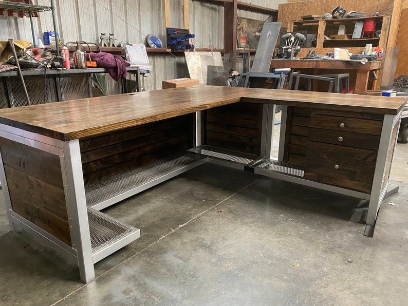 Heavy Metal Wood Surround Desk Etsy