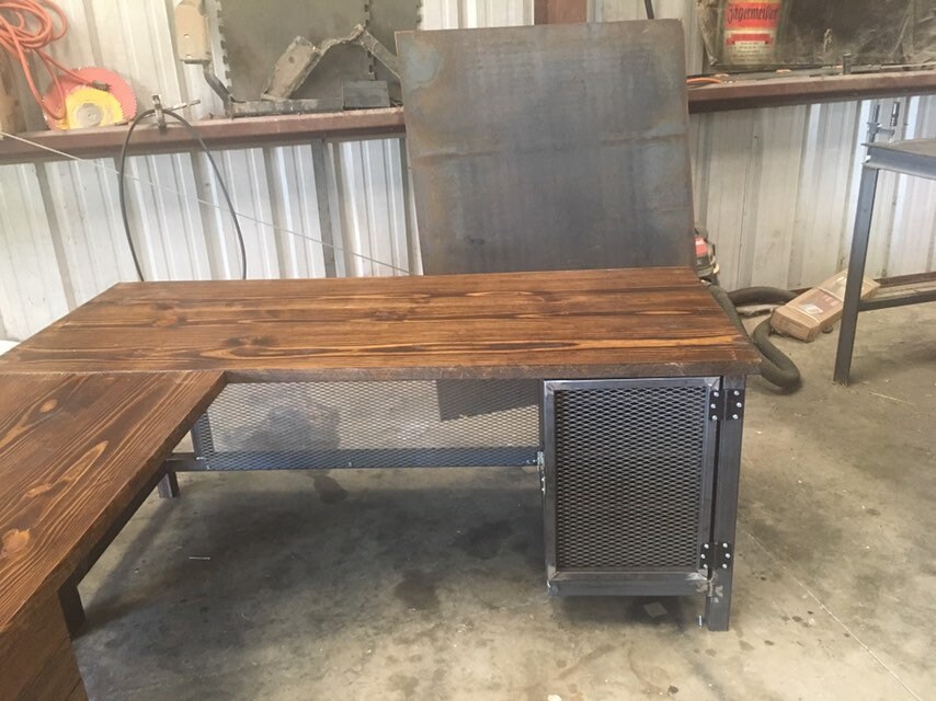 Industrial Rustic L desk with shelf storage (Free Shipping)