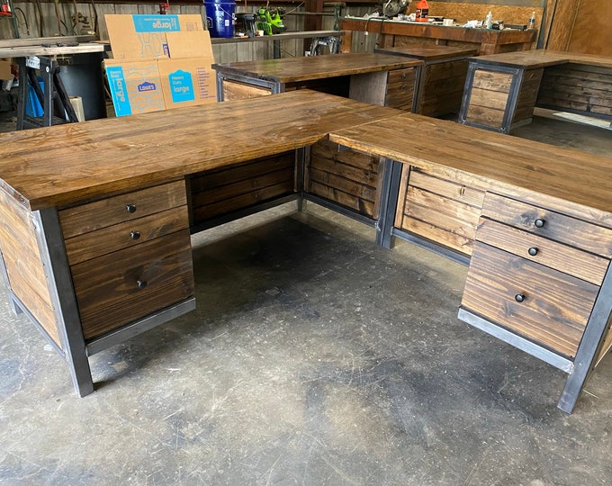 Industrial Wood Surround Desk