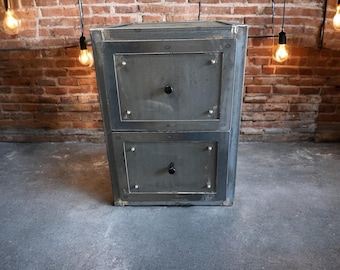 Custom Modern Mobile File Cabinet with Printer Stand in Steel