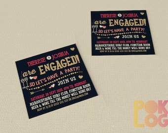 Contratación invitación imprimible, enganchado, tipografía, moderno, Digital imprimible DIY