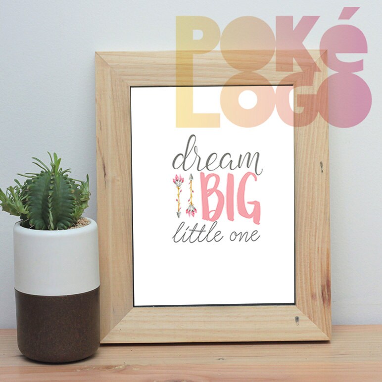 Pink Dream Big Nursery Wall Art Poster Printable Instant Etsy