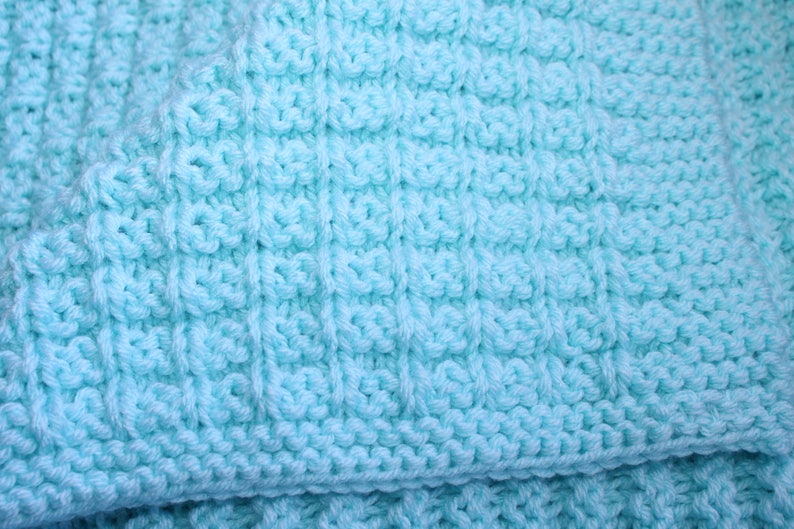 Hand Knit Waffle Stitch Baby Blanket Many Choices of Colors Etsy