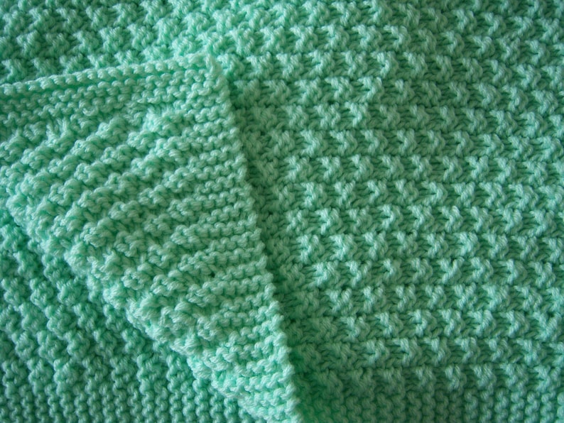 Knit baby blanket box stitch many color and size choices Etsy