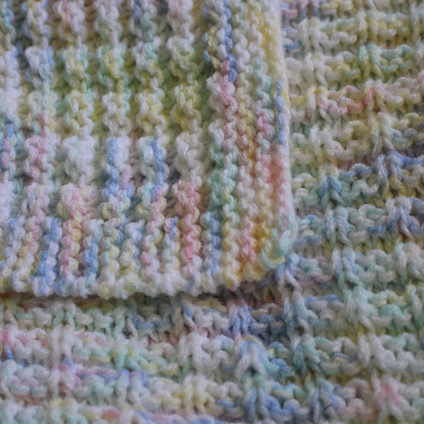 Hand knit waffle stitch baby blanket - many choices of colors