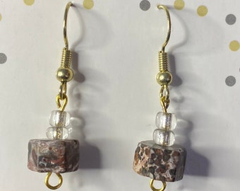 Gold, Pink and Brown Earrings