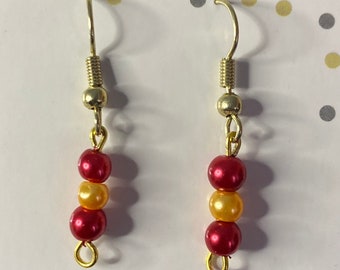 Red and Gold Valentine Earrings