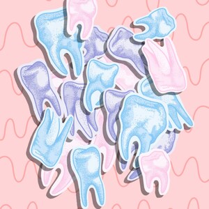 Teeth Stickies || sticker pack || original, black or pastel Pastel