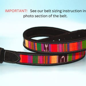 HANDMADE BLACK BELT With Soft Leather, Unisex, Colorful Mayan Weave