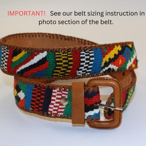 HANDGEMACHTER LEDERGÜRTEL, Unisex, Buntes Mayan Weave